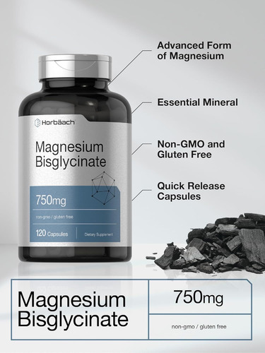 Horbäach Bisglicinato De Magnesio 750 Mg Alta Absorción Sin Sabor