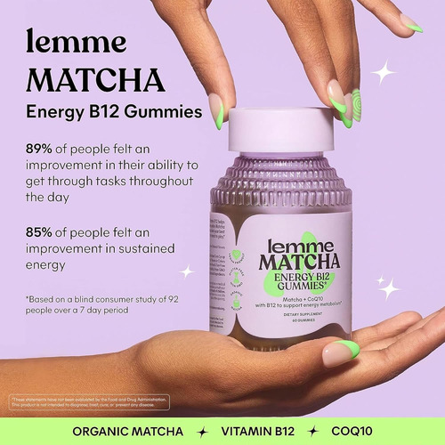 Lemme Matcha B12 Gomitas Energéticas Con Té Verde Y Coq10 Latte De Matcha Matcha Latte Flavored
