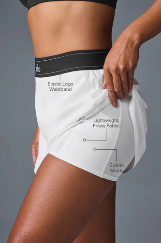 Alo Yoga Pollera Short Deportiva Match Point Skirt Original Blanco S - 4