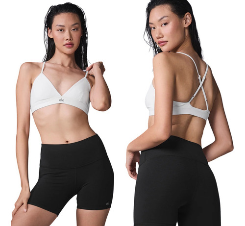 Alo Yoga Corpiño Deportivo  Splendor  Bra Airbrush Blanco S