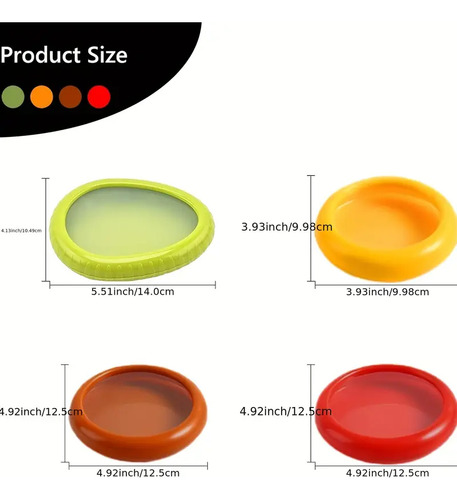 Set X4 Tapa Reutilizable Hermética De Silicona Para Verduras Multicolor Lisa