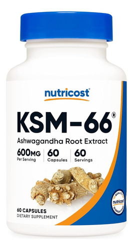 Nutricost Ksm 66 Ashwa Root Extract 600mg 60 Caps Sabor Sin Sabor