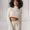Alo Yoga Buzo Cable Knit Suéter Tejido De Corte Cropped Xl - 16 Blanco Cropped Winter
