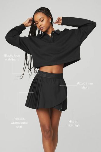Alo Yoga Pollera Deportivo Actitud Aces Tennis Skirt Negro S - 4