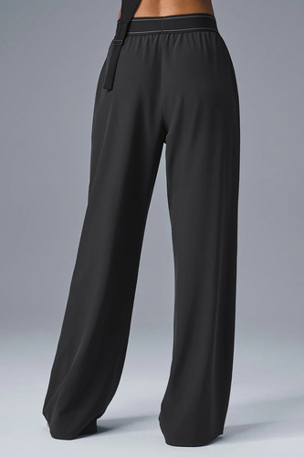 Alo Yoga Pantalón Ancho Suit Up Trouser (long) Negro Tela Liviana Y Ligeramente Satinada Con Efecto Swishy Xs - 2