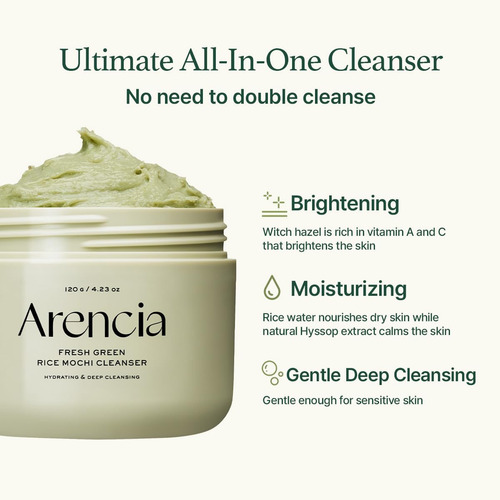 Arencia Fresh Green Rice Mochi Cleanser Espuma Para Rostro Normal A Sensible Día/noche