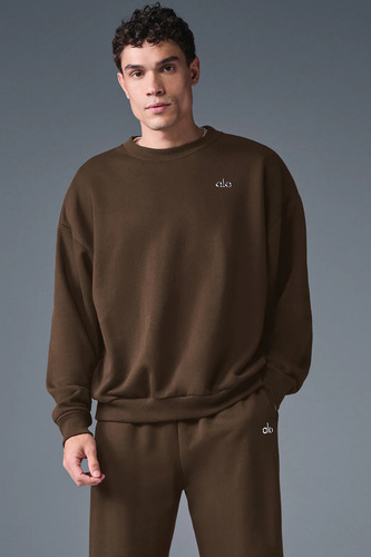Alo Yoga Buzo Accolade Oversize Unisex Original Algodón S - 4 Marrón Oscuro Accolade Crew Neck