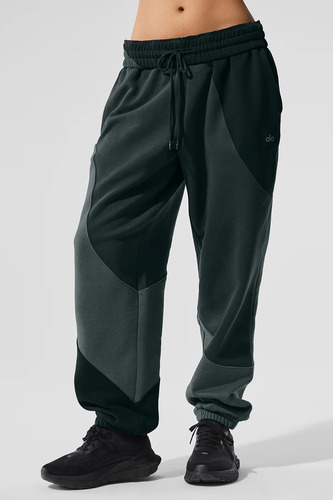 Alo Yoga Make Waves Pantalón Jogger Deportivos Unisex Negro Tejido French Terry M - 8