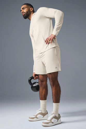 Alo Yoga Remera De Manga Larga Con Capucha Para Hombre Conqu Bone Conquer Reform Long L Lisa