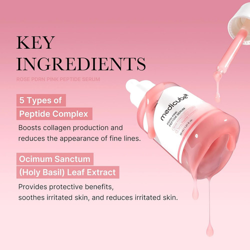 Sérum Facial Medicube Suero De Péptidos Rosa Pdrn 30 Ml Para Uso Diurno Y Nocturno Para Todo Tipo De Piel