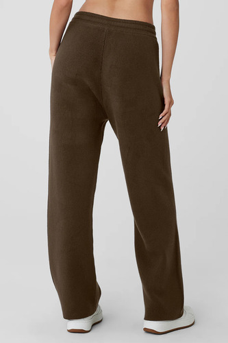 Alo Yoga Pantalon Recto Oversized - Original Marrón Oscuro Scholar Straight L - 12