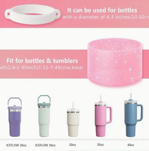 Accesorios Siliconapara Vasos Stanley Llaveros Rosa Brillos Rosa Con Brillos