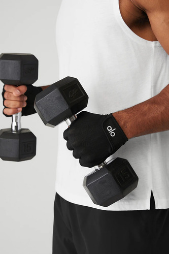 Alo Yoga Guantes Gym Gimnasio Negros - Power Moves Workout Negro Ergonómico Sin Dedos Para Máxima Libertad M
