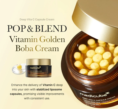Hidratante Facial Medicube Deep Vitamina C Golden Capsule Todo Tipo De Piel Día/noche