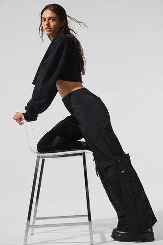 Alo Yoga Extreme Cropped Pullover -buzo Negro Original M - 8 Negro Cropped