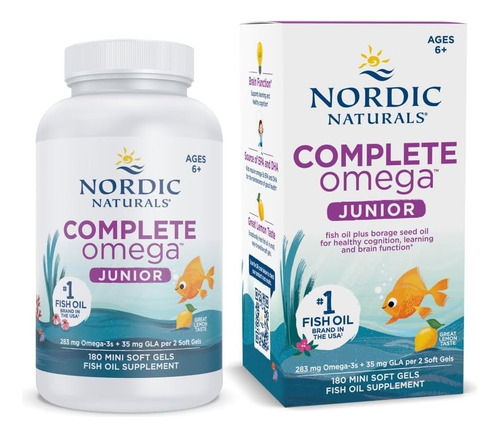 Aceite De Pescado Omega 3s Nordic Natural Niños X 180 Caps Limón