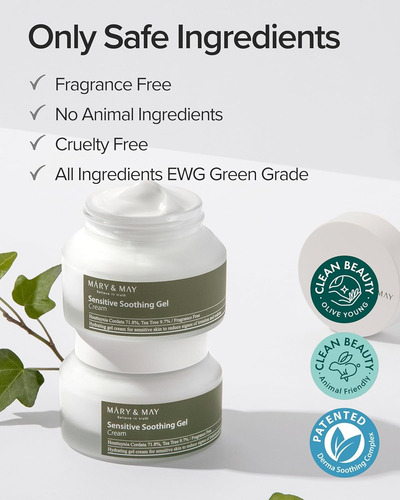 Mary&may Sensitive Soothing Gel Crema Calmante Sensible Mixta Sensible Día/noche