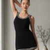 Alo Yoga Vestido Deportivo Tennis Club Sweaters 100% Algodón Negro Ribetes Canalé S - 4