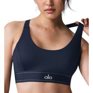 Alo Yoga Top Deportivo Airlift Suit Up   Soporte Medio Azul Oscuro Airlift Suit M