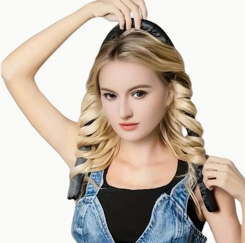 Kit Gorro Saten + Banda Rizadora + Scrunchies Rulos Curly Negro Satén