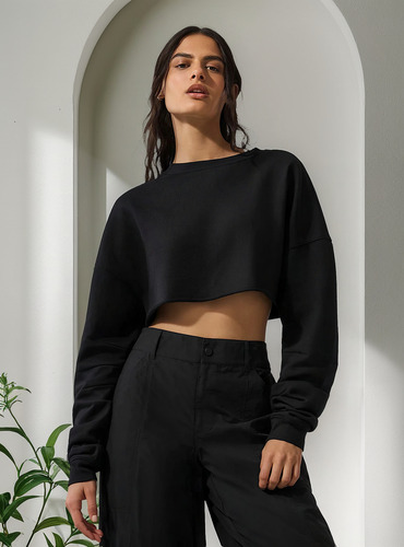 Alo Yoga Extreme Cropped Pullover -buzo Negro Original M - 8 Negro Cropped