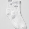 Alo Yoga Medias Unisex Half-crew Throwback Sock Color Beige Gris Claro Unisex Half-crew Throwback M