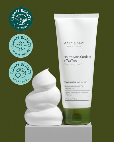 Mary & May Houttuynia Cordata + Teatree Cleansing Foam 150ml Todo Tipo De Piel Día/noche