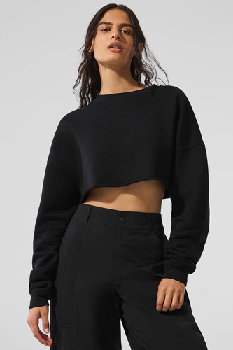 Alo Yoga Extreme Cropped Pullover -buzo Negro Original M - 8 Negro Cropped