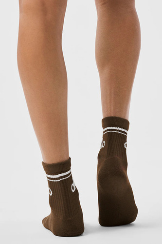 Alo Yoga Medias Unisex Half-crew Throwback Sock Color Beige Marrón Oscuro Throwback L