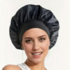 Kit Gorro Saten + Banda Rizadora + Scrunchies Rulos Curly Negro Satén