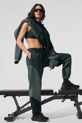 Alo Yoga Make Waves Pantalón Jogger Deportivos Unisex Negro Tejido French Terry S - 4