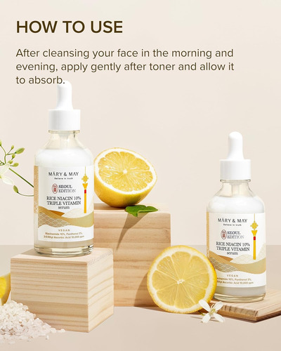 Mary & May Serum Rice Niacin 10% Triple Vitamin 30ml Todo Tipo De Piel Día/noche
