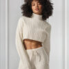 Alo Yoga Buzo Cable Knit Suéter Tejido De Corte Cropped S - 4 Blanco Cropped Winter