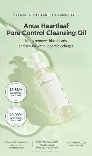 Aceite Anua Heartleaf Control De Poros Aceite Limpiador Limp Todas Noche
