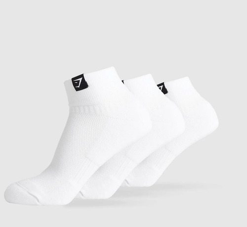 Gymshark Pack De 3 Pares De Medias Blanco Woven Tab Quarter L