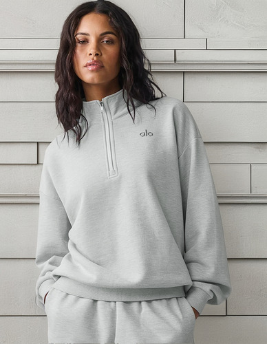 Alo Yoga Buzo Unisex Accolade 1/4 Zip Pullover Estilo Overs L - 12 Gris Claro Accolade 1/4 Zip