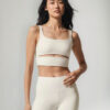 Alo Yoga Top Deportivo Slit Bra Textura Acanalada Beige Slit Bra S