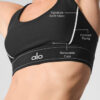 Alo Yoga Top Deportivo Airlift Suit Up Soporte Medio Negro Y Blanco Airlift Suit L