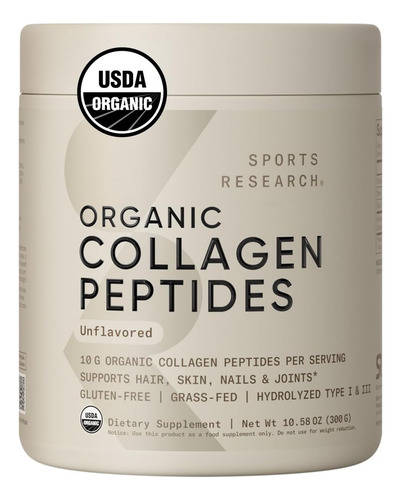 Sports Research Péptidos De Colágeno Orgánico Proteína Sin Sabor Unflavored