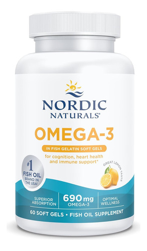 Nordic Naturals Omega-3 En Gelatina Pescado Limon X 60 Cap Limón