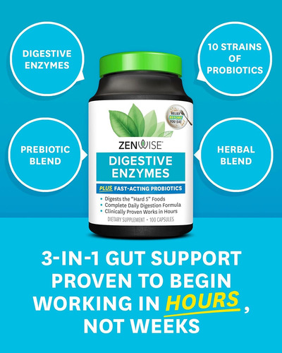 Suplemento Probiótico De Enzimas Digestivas Zenwise, 60 Cáps Sin Sabor