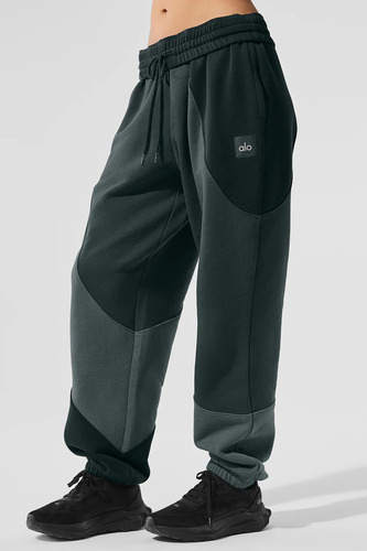 Alo Yoga Make Waves Pantalón Jogger Deportivos Unisex Negro Tejido French Terry L - 12