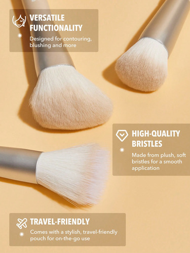 Sheglam Face Essentials Brush Set With Bag - Brochas Nude