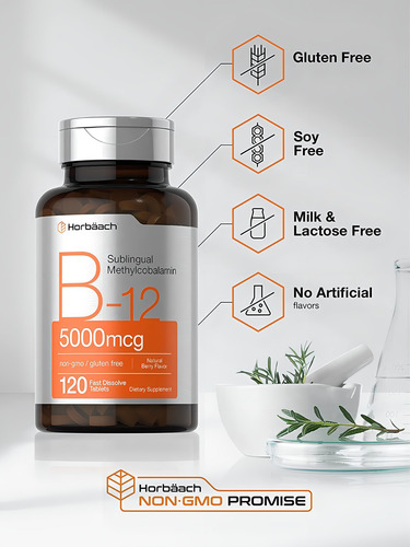 Vitamina B12 Sublingual 5000mcg 120 Tab Horbaach
