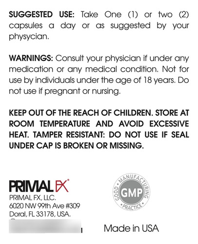 Primal Fx I Vitamina C + Active B I 60 Capsules I Dr Ludwig