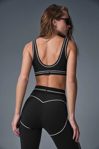 Alo Yoga Calza Airbrush Talle Alto | Modelo Heart Throb Negro Tecnología Airbrush Fabric De Alo 16 - 18