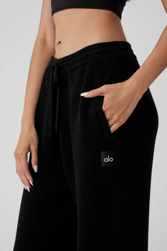 Alo Yoga Pantalon Recto Oversized - Original Negro Scholar Straight Xl - 16