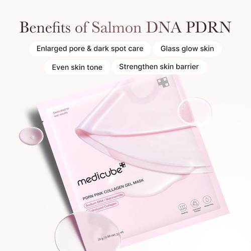 Mascarilla Facial Gel De Colágeno Rosa Medicube Salmon Pdrn Normal