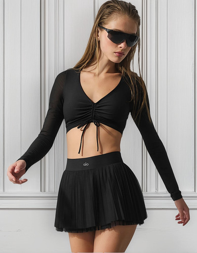 Alo Yoga Pollera Falda Deportiva Mesh Baseline Tennis Negro Mesh Baseline M - 8