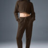 Alo Yoga Buzo Cable Knit Suéter Tejido De Corte Cropped S - 4 Marrón Oscuro Cropped Winter